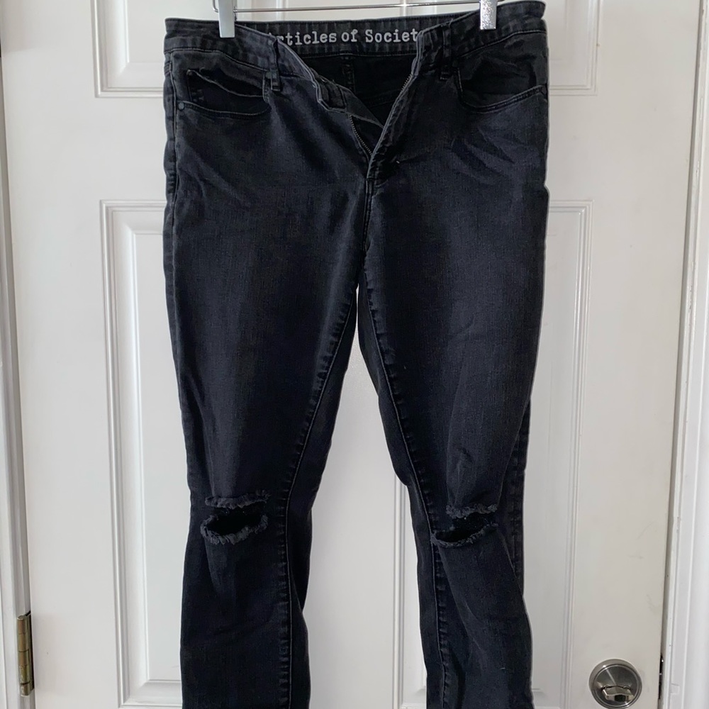 Article of society distressed black jeans